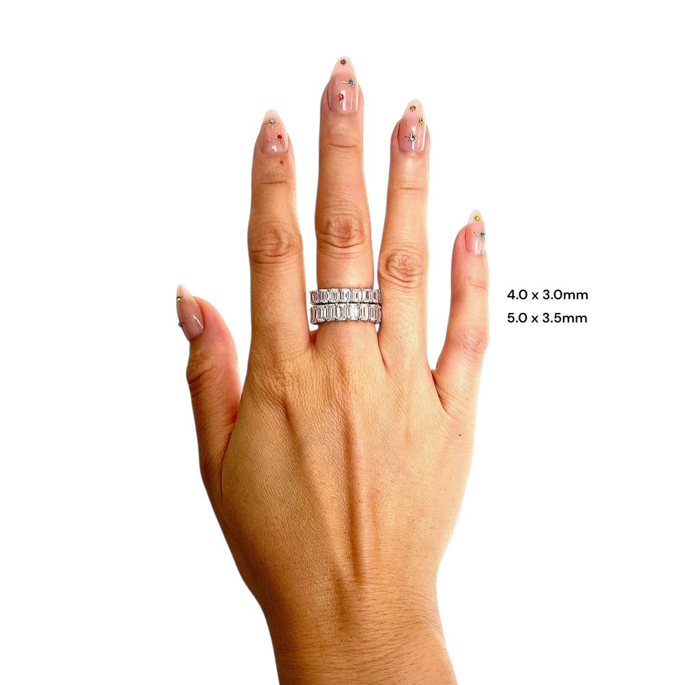 Emerald Cut Eternity Ring | 4x3mm | 14K Solid Gold with E-F VS+ Lab-Grown Diamonds