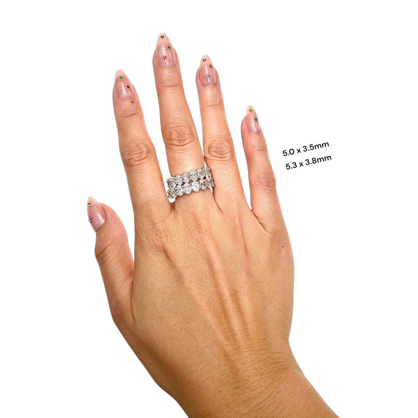 Oval Cut Eternity Ring | 5x3.5mm | 14K Solid Gold with E-F VS+ Lab-Grown Diamonds