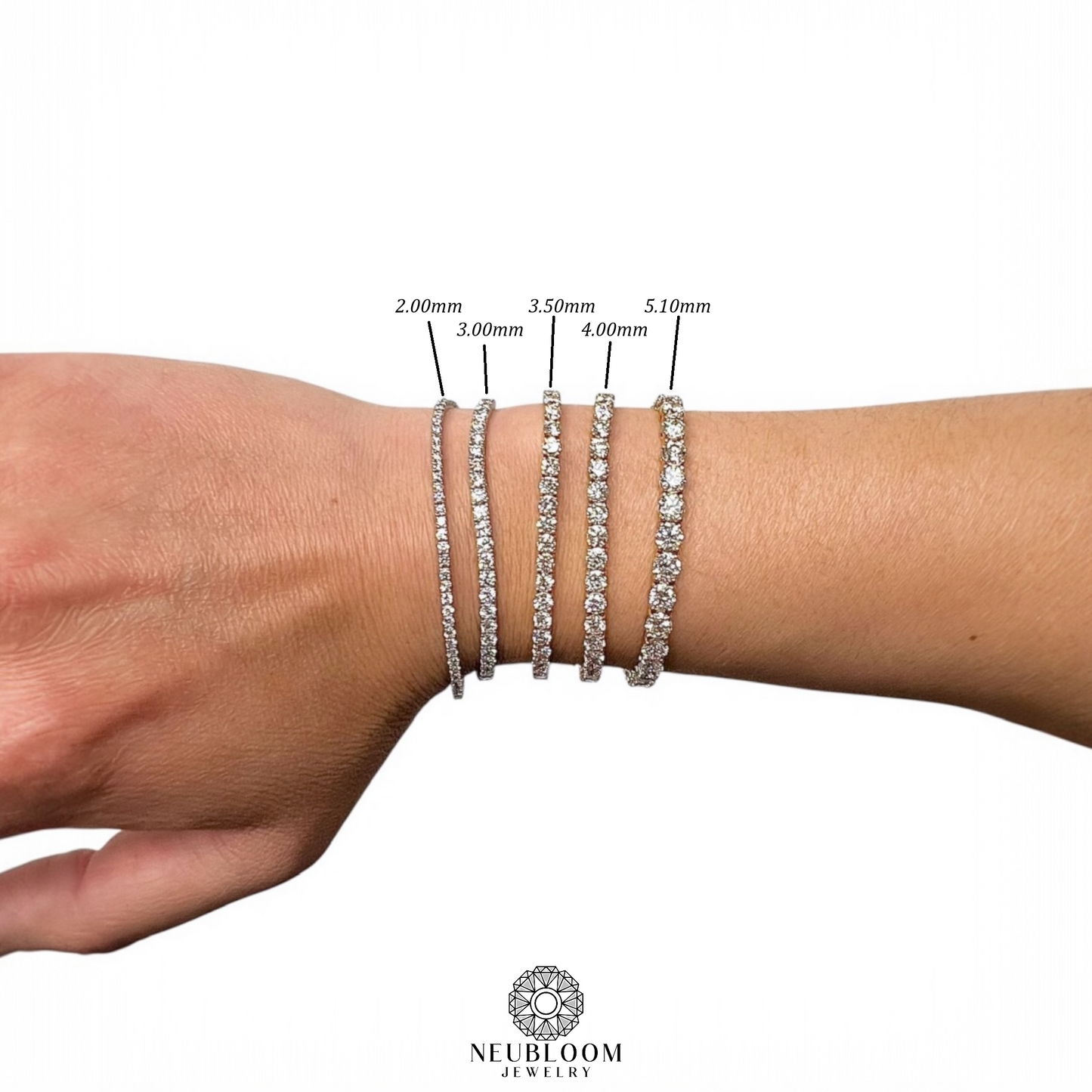 2-2.5ct. Lab-Grown Diamond Tennis Bracelet | 2.00mm | 14K Solid Gold with E-F VS+ Diamonds