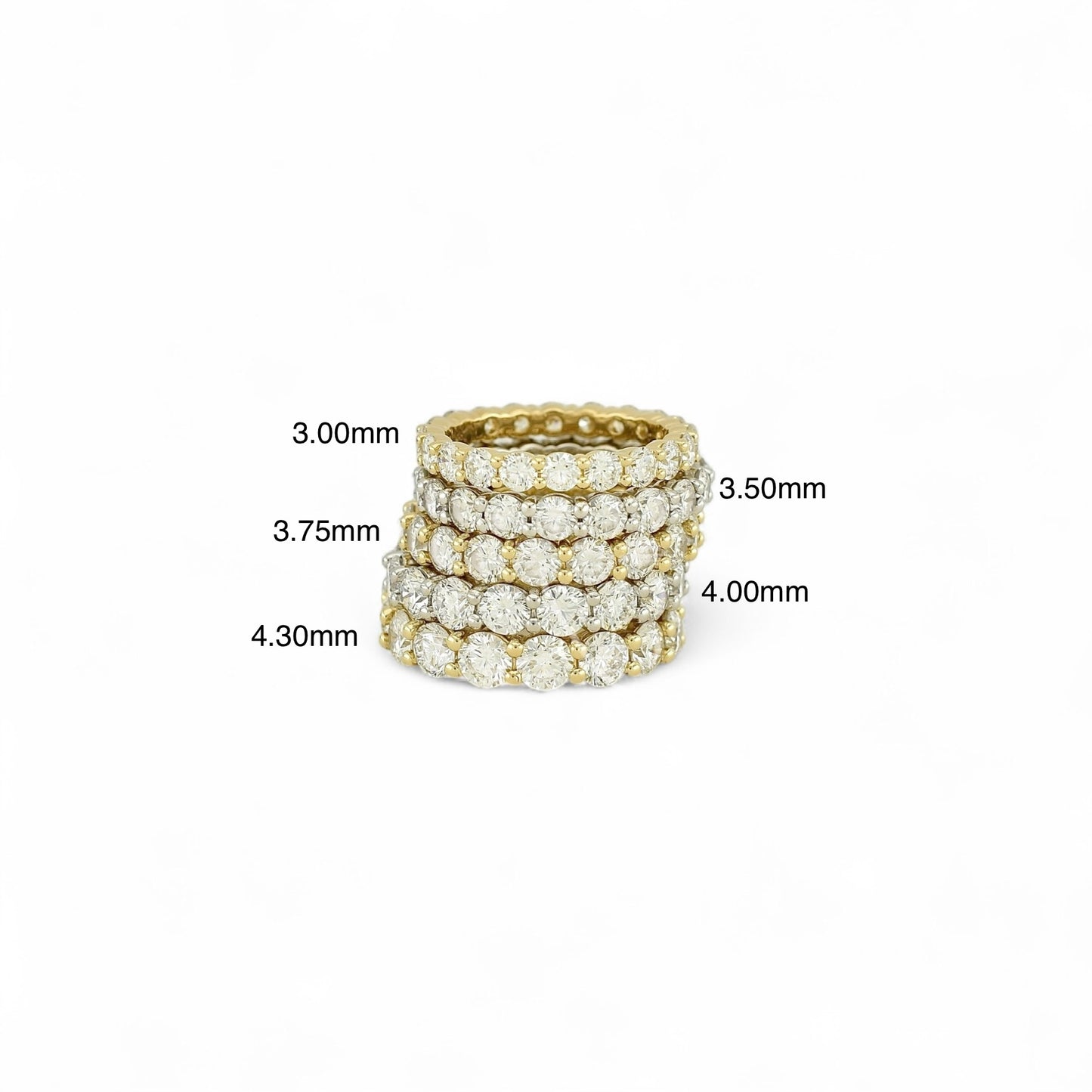 Round Cut Eternity Ring | 3.50mm | 14K Solid Gold with E-F VS+ Lab-Grown Diamonds