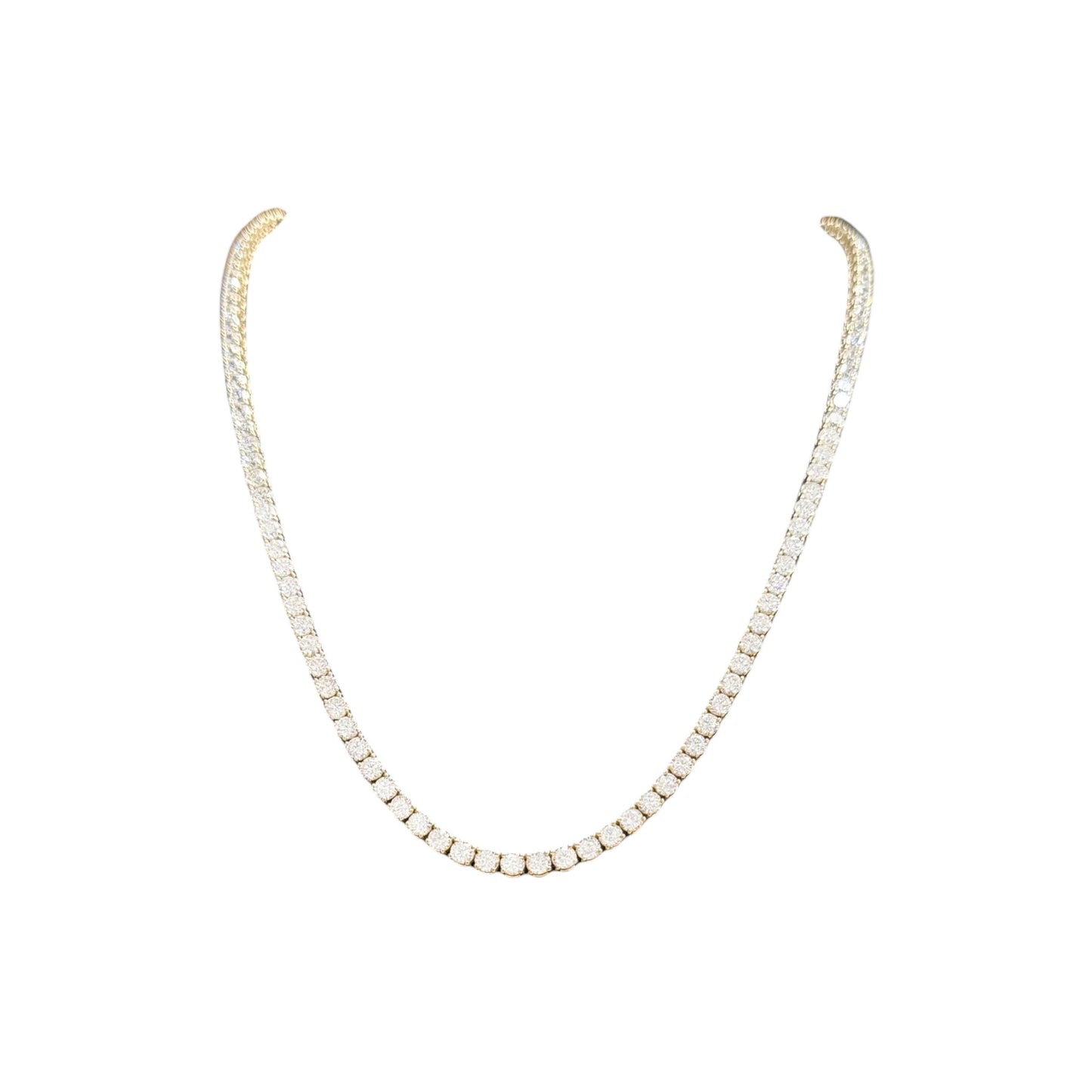 15-24ct. Lab-Grown Diamond Tennis Necklace | 3.35mm | 14K Solid Gold with E-F VS+ Diamonds