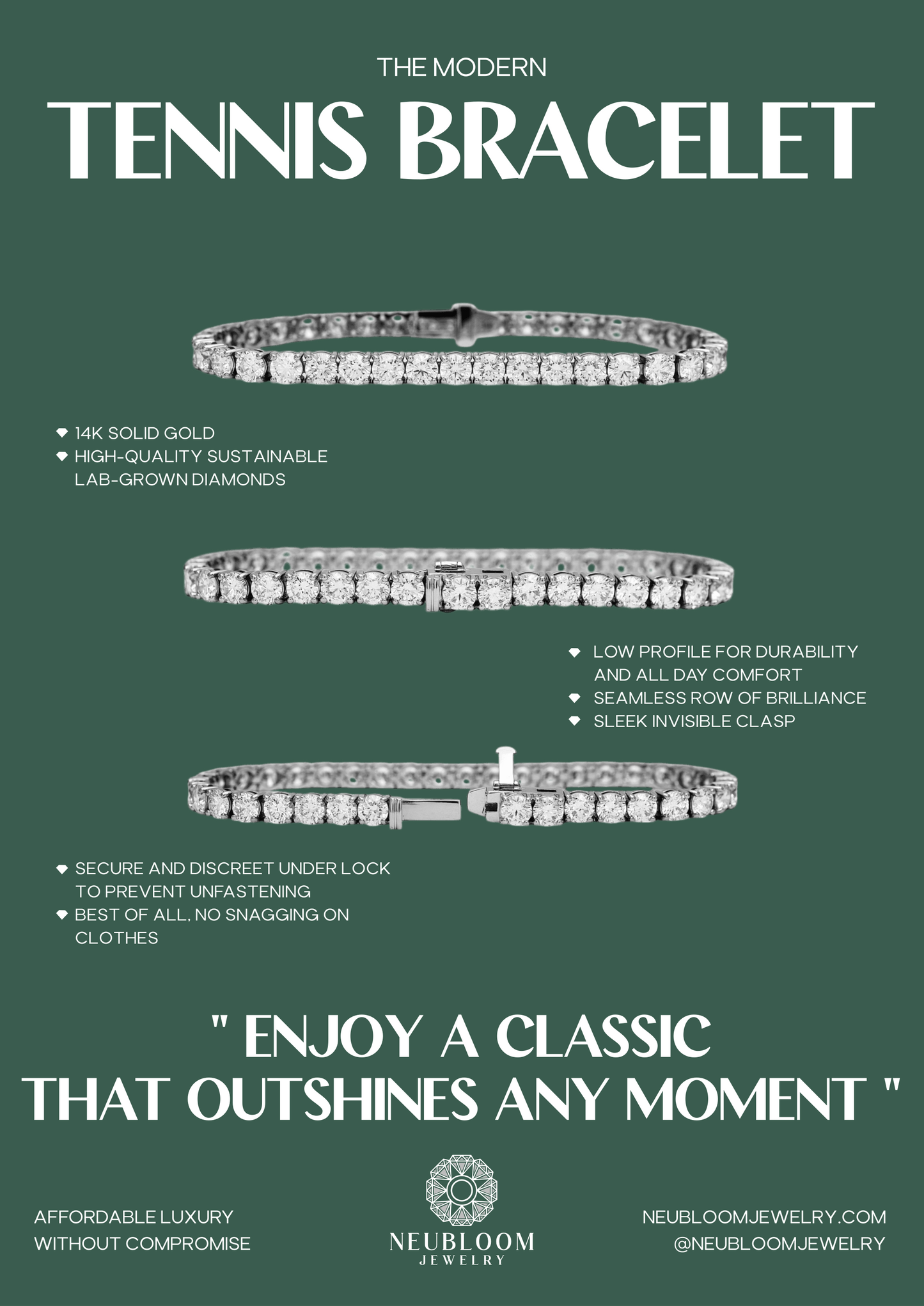 15-17ct. Lab-Grown Diamond Tennis Bracelet | 5.10mm | 14K Solid Gold with E-F VS+ Diamonds