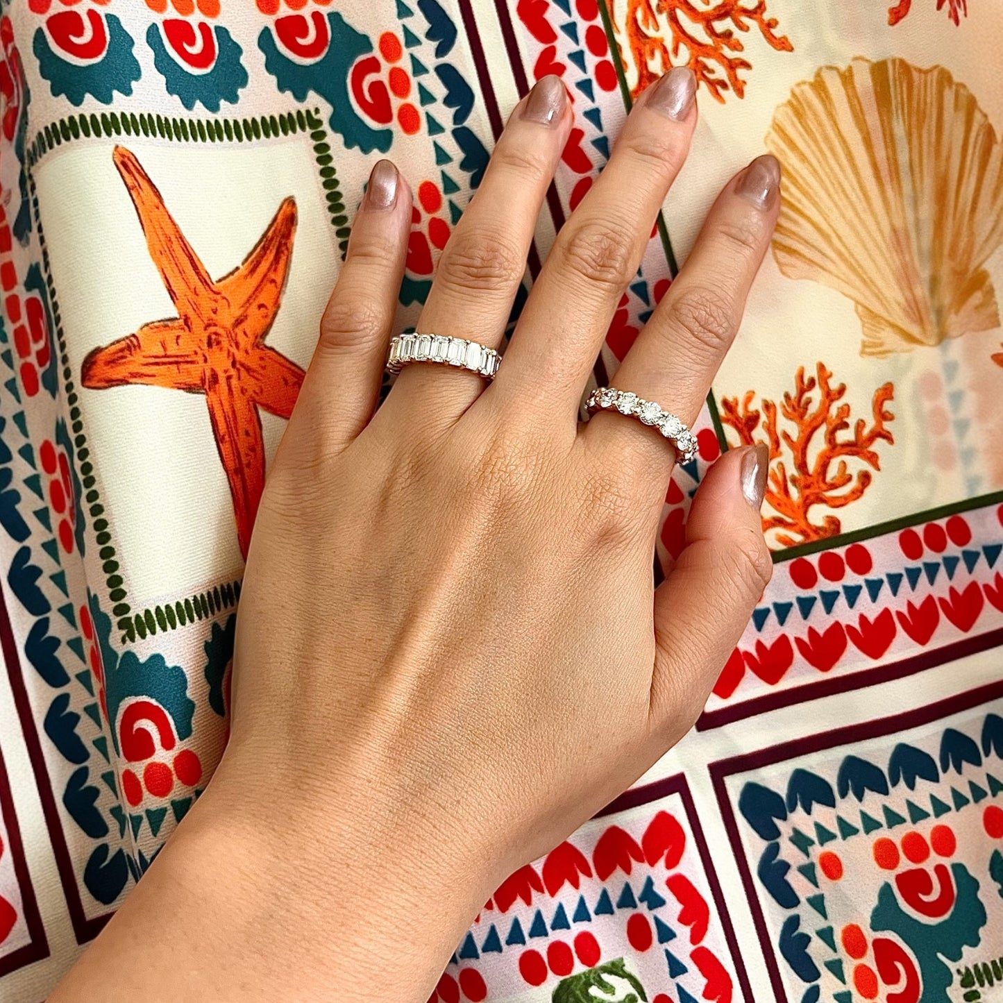 Oval Cut Eternity Ring | 5x3.5mm | 14K Solid Gold with E-F VS+ Lab-Grown Diamonds