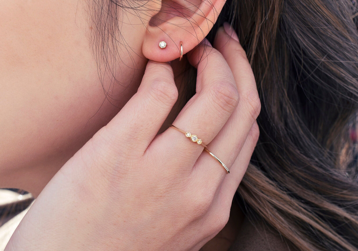 Knife Edge Three Diamond Ring | 14k Lab-Grown