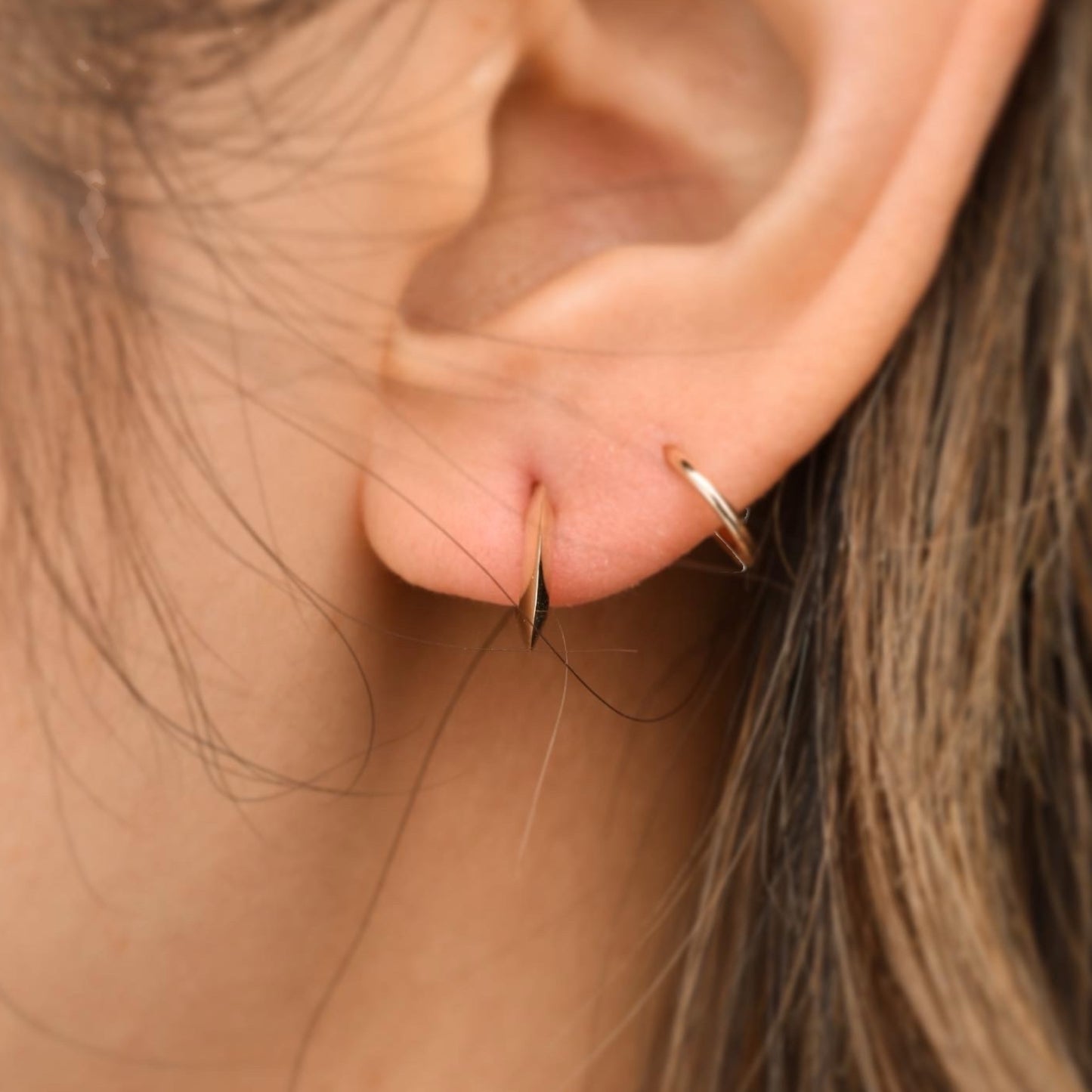 14K Mini Knife Edge Hoop(s)