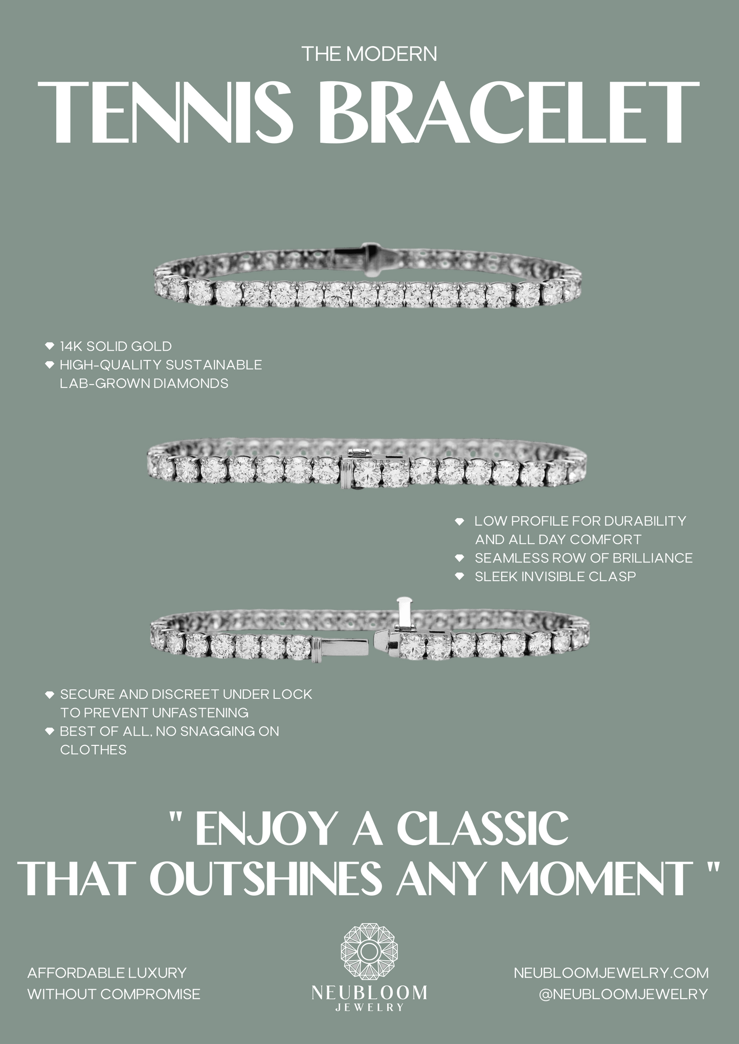 7-9ct. Lab-Grown Diamond Tennis Bracelet | 3.50mm | 14K Solid Gold with E-F VS+ Diamonds